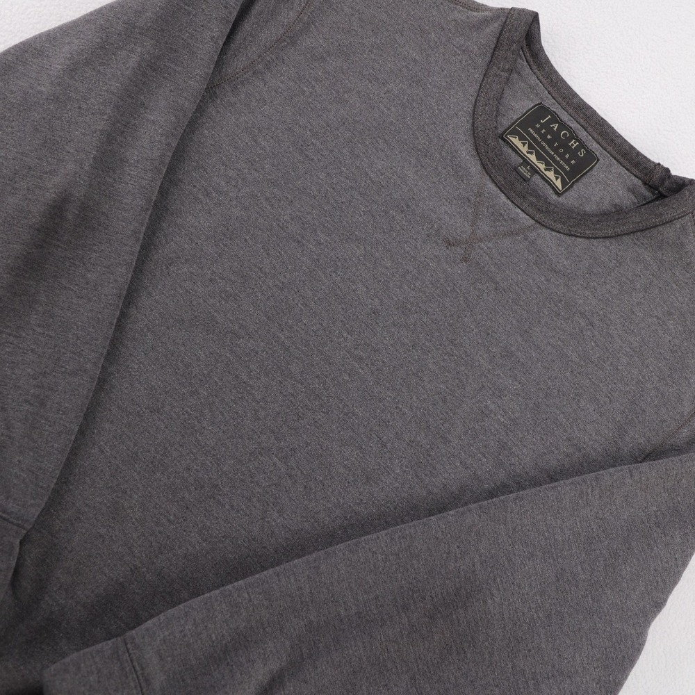 Jachs NY Mens Charcoal Gray Heathered‎ Crewneck Sweatshirt Large L Long Sleeve